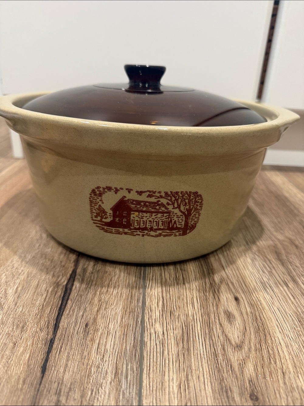 Amana Radarange Western Stoneware USA Country Cooker/Crock & Lid 4 Quart